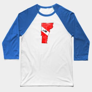 Vermont Dive Scuba Diving State Map Dive Flag Distressed Baseball T-Shirt